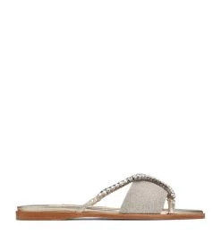 Cheapest βοΈ Jimmy Choo Aadi Flat Embellished Sandals PLATINUM ICE/CRYSTAL Flat Sandals π