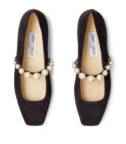 Best deal 💯 Jimmy Choo Ade Embellished Suede Ballerina Flats BLACK/WHITE Ballet Flats 👏 -Jimmy Choo Sales jimmy choo ade embellished suede ballerina flats 16906100 33536223 1000