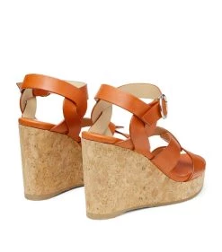 Flash Sale 👏 Jimmy Choo Aleili 100 Wedge Sandals BURNT ORANGE Wedges 🔥 -Jimmy Choo Sales jimmy choo aleili 100 wedge sandals 16786559 33077374 1000