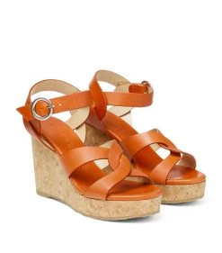 Flash Sale 👏 Jimmy Choo Aleili 100 Wedge Sandals BURNT ORANGE Wedges 🔥 -Jimmy Choo Sales jimmy choo aleili 100 wedge sandals 16786559 33079184 1000