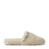 Deals 🔥 Jimmy Choo Aliette Embellished Shearling Slippers NATURAL/CRYSTAL MIX Flat Mules ⌛