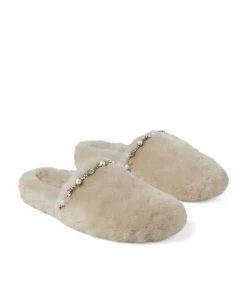 Deals 🔥 Jimmy Choo Aliette Embellished Shearling Slippers NATURAL/CRYSTAL MIX Flat Mules ⌛ -Jimmy Choo Sales jimmy choo aliette embellished shearling slippers 16142717 30364601 1000