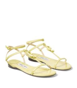 Promo 💯 Jimmy Choo Alodie Leather Sandals SUNBLEACHED Flat Sandals ❤️ -Jimmy Choo Sales jimmy choo alodie leather sandals 16905161 33535564 1000