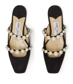 Outlet 🔥 Jimmy Choo Amaya Embellished Suede Slippers BLACK/WHITE Flat Mules 💯 -Jimmy Choo Sales jimmy choo amaya embellished suede slippers 16906096 34366441 1000