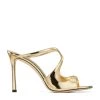 Buy ⭐ Jimmy Choo Anise 95 Leather Sandals GOLD Heeled Mules 🤩