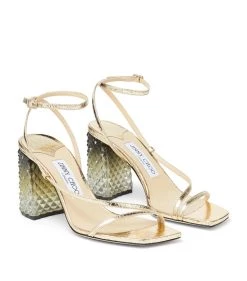 Best deal 🎁 Jimmy Choo Art 85 Leather Sandals GOLD Heel Sandals 🤩 -Jimmy Choo Sales jimmy choo art 85 leather sandals 16787525 33078182 1000