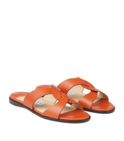 Flash Sale 🎉 Jimmy Choo Atia Flat Sandals BURNT ORANGE 🎉 -Jimmy Choo Sales jimmy choo atia flat sandals 16787520 33079171 1000