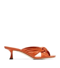 Best reviews of π€© Jimmy Choo Avenue 50 Leather Mules BURNT ORANGE Heel Sandals β¨