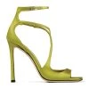Flash Sale 😀 Jimmy Choo Azia 110 Satin Sandals LIME Heeled Sandals ⭐