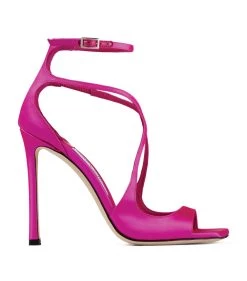 Budget 🎁 Jimmy Choo Azia 110 Satin Sandals FUCHSIA Heeled Sandals 🧨