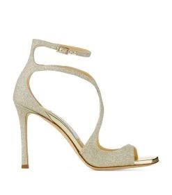 Best reviews of 🧨 Jimmy Choo Azia 95 Glitter Sandals PLATINUM ICE Heeled Sandals ❤️