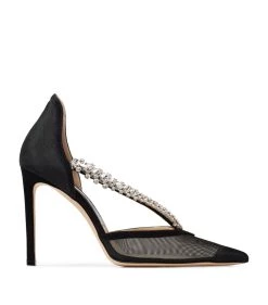 Coupon 🛒 Jimmy Choo Bee 100 Mesh Pumps BLACK/CRYSTAL Courts 🛒