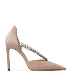 Flash Sale π Jimmy Choo Bee 100 Suede Pumps BALLET PINK/CRYSTAL Courts π