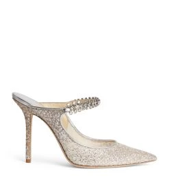 Best Sale π Jimmy Choo Bing 100 Glitter Mules SILVER π