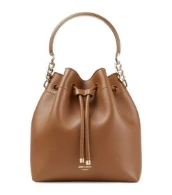 Budget π― Jimmy Choo Bon Bon Top-Handle Bag DARK TAN/LIGHT GOLD Bucket Bags π