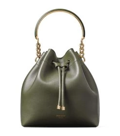 Deals 🧨 Jimmy Choo Bon Bon Top-Handle Bag SEAWEED/LIGHT GOLD Bucket Bags ✨