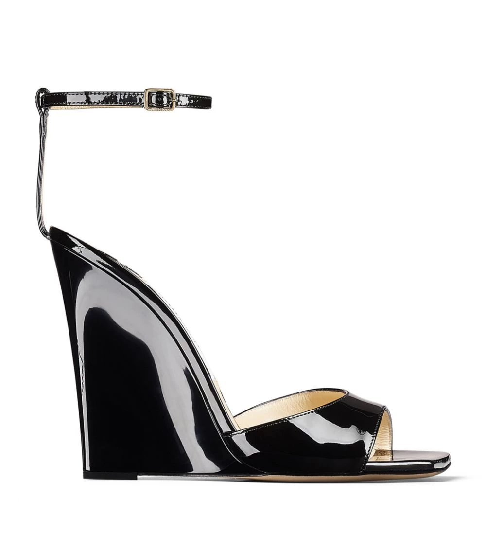 Discount π Jimmy Choo Brien 110 Patent Wedge Sandals BLACK Wedges π 1 Discount π Jimmy Choo Brien 110 Patent Wedge Sandals BLACK Wedges π