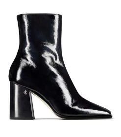 Outlet π Jimmy Choo Bryelle 85 Glossy Leather Boots BLACK Ankle Boots π§¨