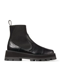 Brand new π Jimmy Choo Clayton Flat Leather Boots BLACK Ankle Boots β