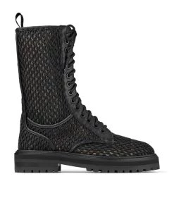Wholesale π Jimmy Choo Cora Woven Boots BLACK Ankle Boots β