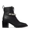 Coupon 🔥 Jimmy Choo Cruz 65 Embellished Leather Boots BLACK/WHITE Ankle Boots 👏