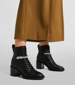 Coupon 🔥 Jimmy Choo Cruz 65 Embellished Leather Boots BLACK/WHITE Ankle Boots 👏 -Jimmy Choo Sales jimmy choo cruz 65 embellished leather boots 15832689 32010326 1000