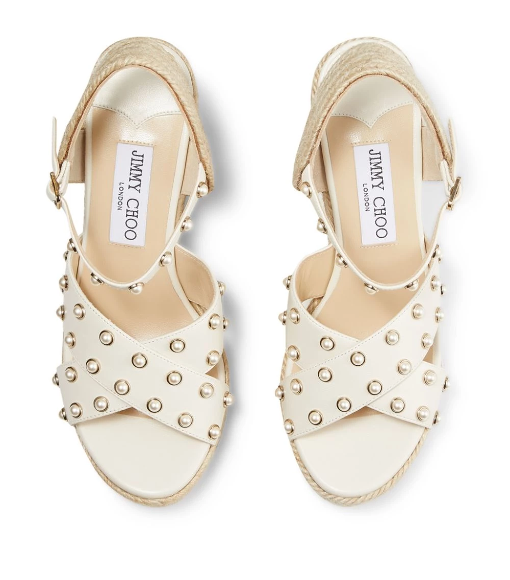Discount π Jimmy Choo Dellena 100 Embellished Wedge Sandals LATTE Wedges π€© 2 Discount π Jimmy Choo Dellena 100 Embellished Wedge Sandals LATTE Wedges π€© - Image 2