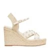 Discount 😍 Jimmy Choo Dellena 100 Embellished Wedge Sandals LATTE Wedges 🤩