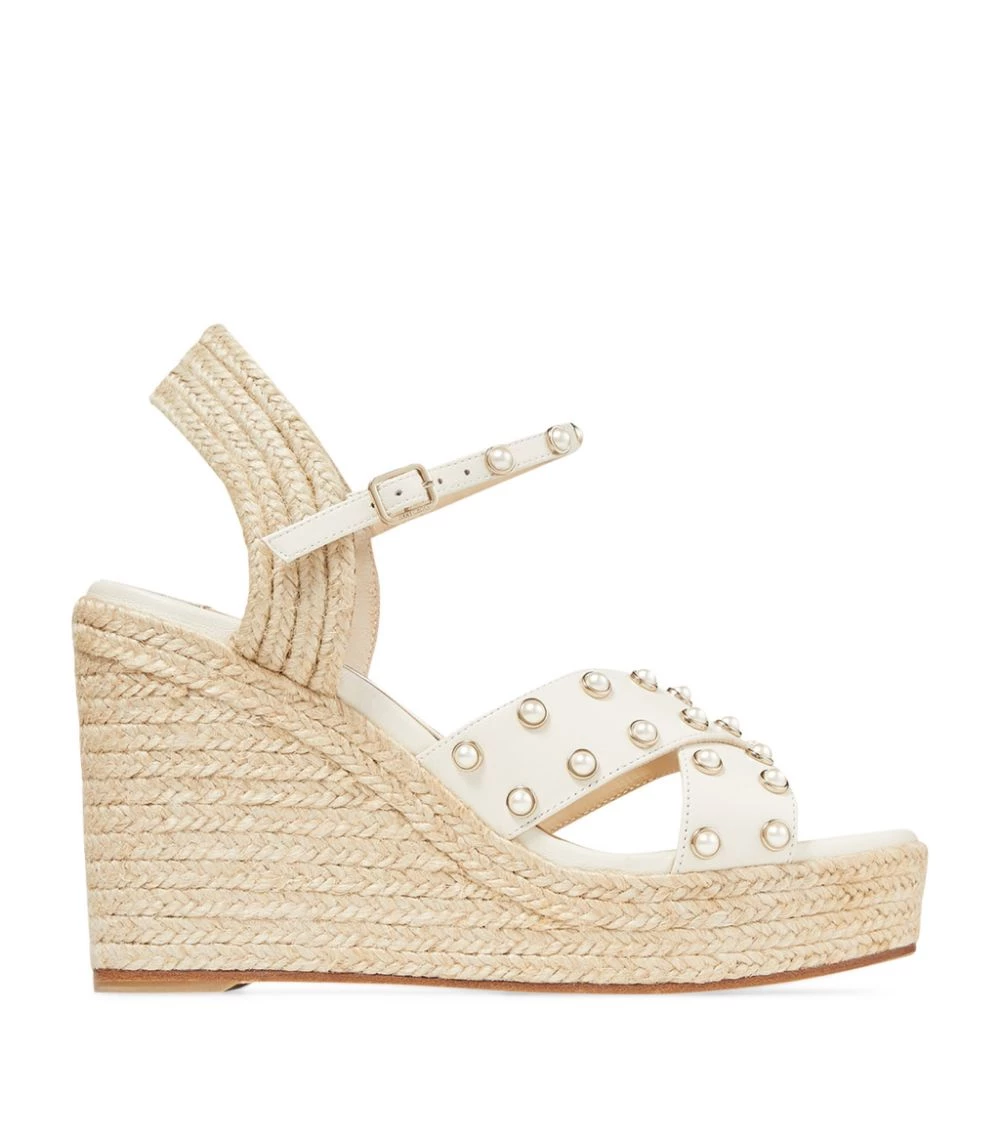 Discount π Jimmy Choo Dellena 100 Embellished Wedge Sandals LATTE Wedges π€© 1 Discount π Jimmy Choo Dellena 100 Embellished Wedge Sandals LATTE Wedges π€©