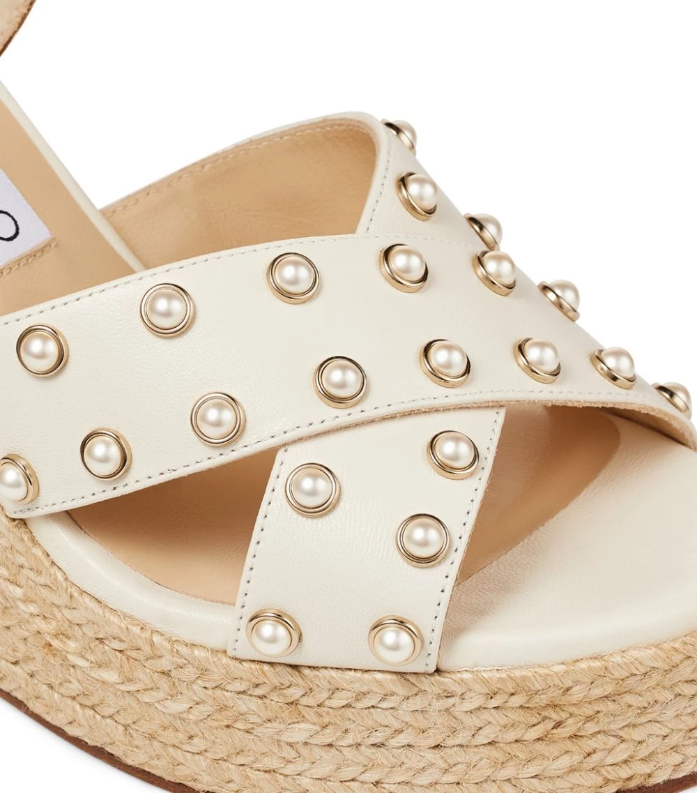 Discount π Jimmy Choo Dellena 100 Embellished Wedge Sandals LATTE Wedges π€© 4 Discount π Jimmy Choo Dellena 100 Embellished Wedge Sandals LATTE Wedges π€© - Image 4