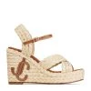 Buy 🤩 Jimmy Choo Dellena 100 Wedge Sandals NATURAL/CUOIO Wedges 🔥