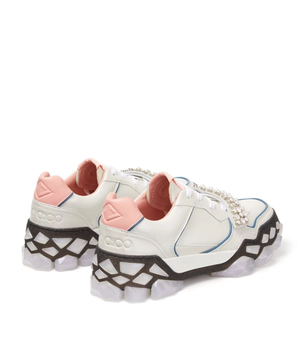 Brand new ⭐ Jimmy Choo Diamond X Embellished Leather Sneakers X IVORY/SUNSET PEACH Low-Top Sneakers ⌛ 3 Brand new ⭐ Jimmy Choo Diamond X Embellished Leather Sneakers X IVORY/SUNSET PEACH Low-Top Sneakers ⌛ - Image 3