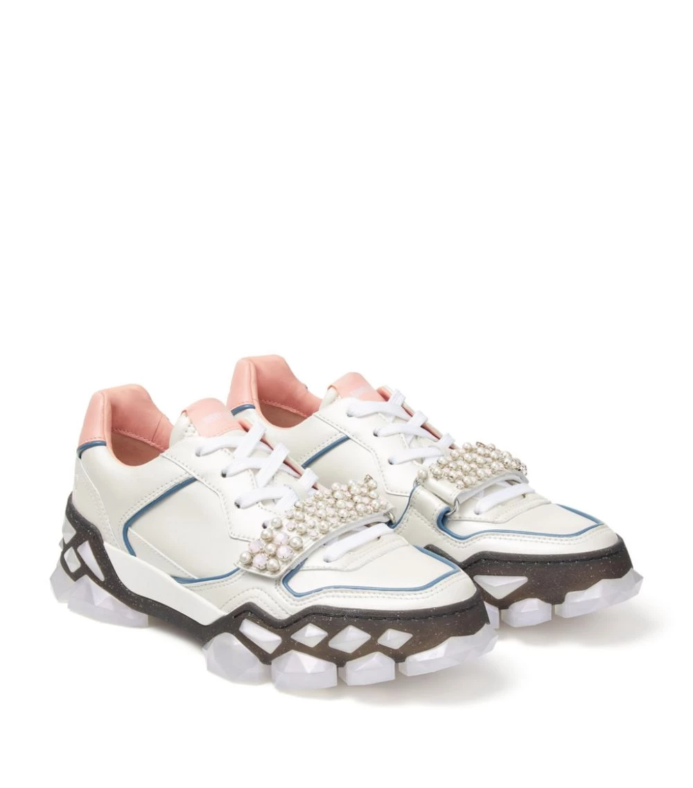 Brand new ⭐ Jimmy Choo Diamond X Embellished Leather Sneakers X IVORY/SUNSET PEACH Low-Top Sneakers ⌛ 4 Brand new ⭐ Jimmy Choo Diamond X Embellished Leather Sneakers X IVORY/SUNSET PEACH Low-Top Sneakers ⌛ - Image 4