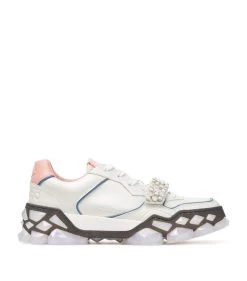 Brand new β Jimmy Choo Diamond X Embellished Leather Sneakers X IVORY/SUNSET PEACH Low-Top Sneakers β