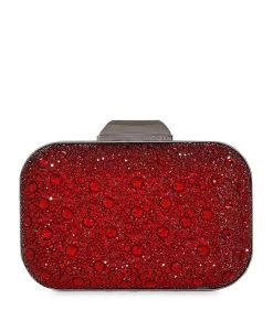 Hot Sale ❤️ Jimmy Choo Embellished Cloud Clutch Bag RED MIX Clutch Bags 👏