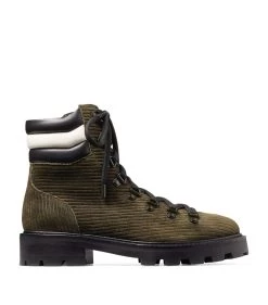 Deals 😍 Jimmy Choo Eshe Corduroy Ankle Boots SEAWEED/BLACK/LATTE 🎉