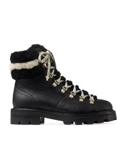 Outlet π Jimmy Choo ESHE FLAT SHEARLING BLACK/NATURAL Ankle Boots βοΈ