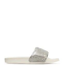 Cheapest 🛒 Jimmy Choo Fitz Crystal-Embellished Satin Slides V IVORY/CRYSTAL ✔️