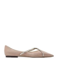 Buy 😍 Jimmy Choo Genevi Leather Ballet Flats BALLET PINK/CRYSTAL 🛒