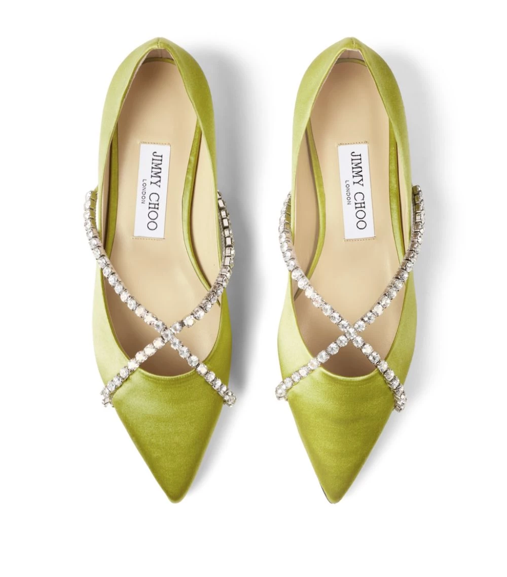 Cheapest β¨ Jimmy Choo Genevi Satin Flats LIME/CITRINE Ballet Flats π 2 Cheapest β¨ Jimmy Choo Genevi Satin Flats LIME/CITRINE Ballet Flats π - Image 2