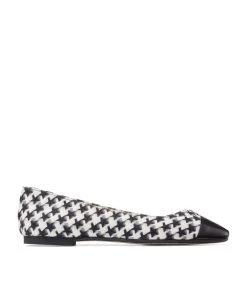 Top 10 π Jimmy Choo Gisela Houndstooth Ballet Flats BLACK/LATTE/BLACK π