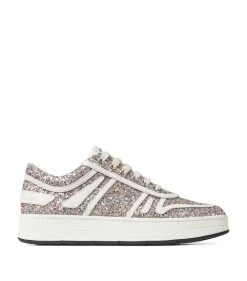 Brand new π Jimmy Choo Glitter-Embellished Leather Hawaii Sneakers X MOCHI/LATTE Low-Top Sneakers π