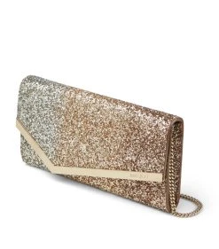 Promo ❤️ Jimmy Choo Glitter Emmie Clutch Bag ROSE GOLD/GOLD/SILVE Clutch Bags 🧨 -Jimmy Choo Sales jimmy choo glitter emmie clutch bag 14969430 25397320 1000