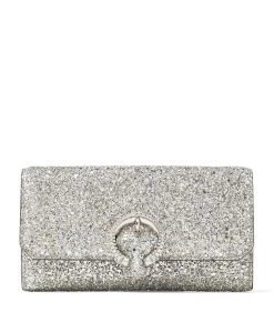 Budget 🤩 Jimmy Choo Glitter Wallet Bag PLATINUM Wallet on Chain ⌛
