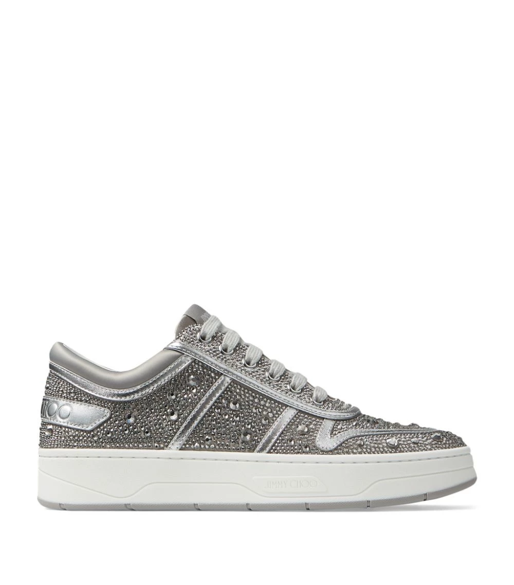 New ✨ Jimmy Choo Hawaii Embellished Leather Sneakers X SILVER/CRYSTAL Low-Top Sneakers ✔️ 1 New ✨ Jimmy Choo Hawaii Embellished Leather Sneakers X SILVER/CRYSTAL Low-Top Sneakers ✔️