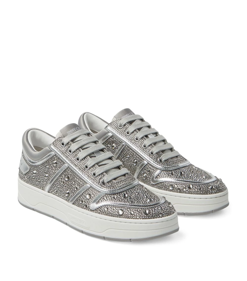 New ✨ Jimmy Choo Hawaii Embellished Leather Sneakers X SILVER/CRYSTAL Low-Top Sneakers ✔️ 3 New ✨ Jimmy Choo Hawaii Embellished Leather Sneakers X SILVER/CRYSTAL Low-Top Sneakers ✔️ - Image 3