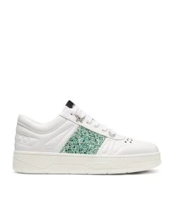 Hot Sale π Jimmy Choo Hawaii Leather Sneakers V WHITE/MIAMI MINT Low-Top Sneakers π₯