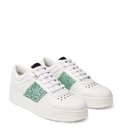 Hot Sale 😍 Jimmy Choo Hawaii Leather Sneakers V WHITE/MIAMI MINT Low-Top Sneakers 🔥 -Jimmy Choo Sales jimmy choo hawaii leather sneakers 16879885 33458084 1000