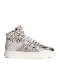 Cheap βοΈ Jimmy Choo High-Top Hawaii Sneakers X SILVER/CRYSTAL High-Top Sneakers β¨