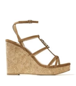 Best Sale π€© Jimmy Choo JC 110 Leather Wedge Sandals CUOIO Wedges βοΈ
